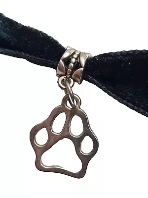 Buy Vintage 12+2  Cats Paw Steel Pendant Velvet Choker Goth Necklace Gift Jewellery • 3.50£