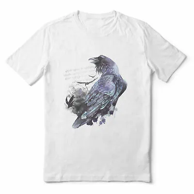 Buy Edgar Allen Poe - The Raven Nevermore Poem - White Adult T-shirt (SM-3XL) • 13.18£