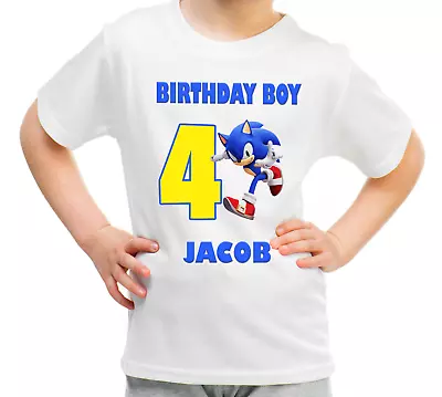 Buy Sonic Kids Personalised Birthday T Shirts - Any Name Any Age 100% Cotton • 8.99£