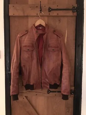 Buy Rough Justice Brown Leather Jacket • 32£