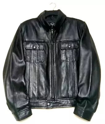 Buy Superb Black Leather Jacket - S - Elvis 68 Special Style - Brand New Cost £225 • 115£