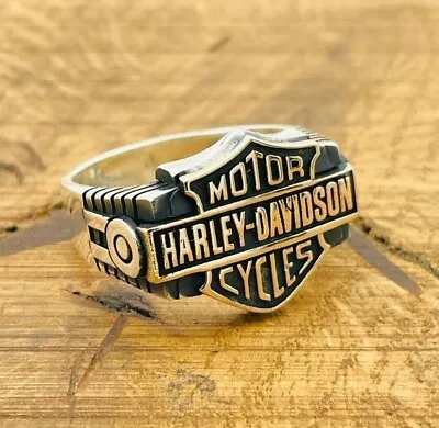 Buy Harley Davidson Ring 925 Sterling Silver Ring Motorcycle Biker Ring All Sizes • 43.43£