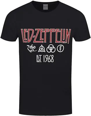 Buy Officially Licensed Led Zeppelin Symbols Est 68 Mens Black T Shirt Led Zeppelin • 14.50£