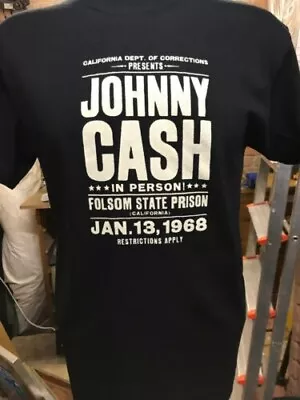 Buy JOHNNY CASH FOLSOM PRISON 68 BLACK T SHIRT ROCKABILLY HILLBILLY 50s 60s FREEPOST • 12£