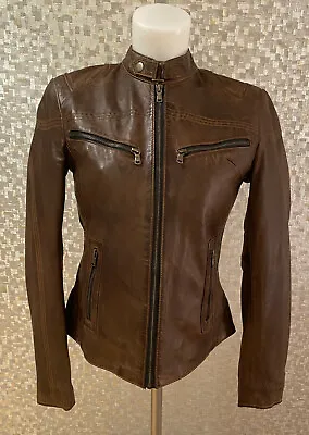 Buy Ladies Fashion Black Soft Real Leather Jacket Style Rose BROWN • 29.99£
