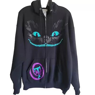 Buy Disney Alice In Wonderland Cheshire Cat Black Full Zip Hoodie Size XL • 11.37£