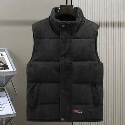 Buy Waistcoat Coat Vest Jacket Gilet Cotton Padded Warm Stand Collar Thick Oversized • 32.23£