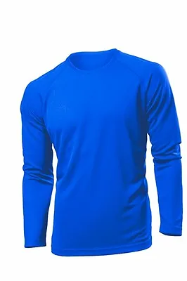 Buy Hanes Tagless Mens Cotton Plain ROYAL MID BLUE Long Sleeve Tee T-Shirt S-XXXL • 9.99£
