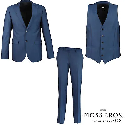 Buy Moss London Jacket Waistcoat Trousers Peacock Blue Skinny Fit Sold Separately • 24.99£