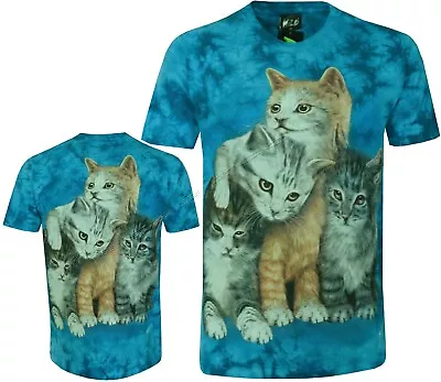 Buy Tie Dye T-Shirt Kindle Of Kittens Cuddling Cute Baby Cats Glow In Dark By Wild • 14.99£