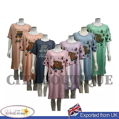 Buy Ladies Nightie Nightdress Short Sleeves Night Shirt Pyjamas Plus Sizes M-6XL • 6.49£