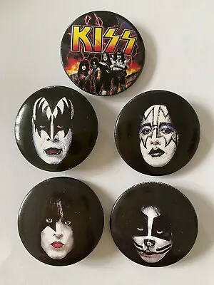 Buy KISS 5 Pin Badge 3.8cm Music Rock Band Heavy Metal Shock Glam Alt New Merch • 2.99£
