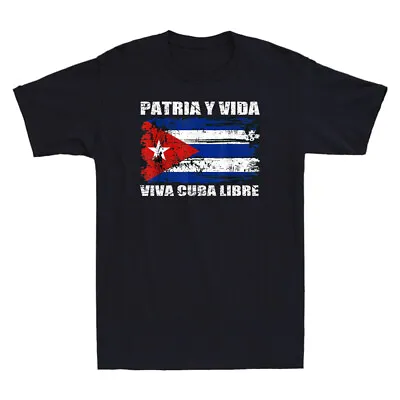 Buy Viva Cuba Libre Patria Y Vida Cuba Flag, Cuban Revolution Retro Men's T-Shirt • 13.99£