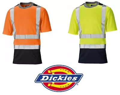 Buy Dickies SA22081 Two Tone Hi Vis T Shirt Tee High Visibility Hi Viz Orange Yellow • 14.50£