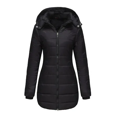 Buy Womens Winter Long Parka Quilted Coat Hooded Ladies Warm Padded Puffer Jacket UK • 24.99£