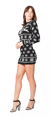 Buy Ladies Christmas Jumper Womens Party Xmas Novelty Knitted Tunic Retro Red Dress • 14.99£