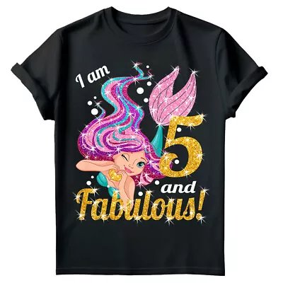 Buy Mermaid And Fabulous Personalised Birthday Gift Boys Girls Kids T Shirt #RL • 13.49£