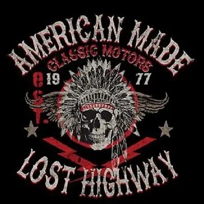 Buy Lost Highway Indian Head Skull Biker Motors Hoodie Black L - 4x • 37.26£