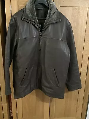 Buy AGENDER VINTAGE Men’s Leather Jacket Size L 48 Chest /Removable Zip Fur Collar • 19.99£