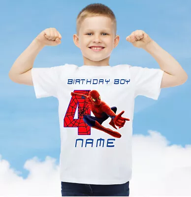 Buy Spiderman Kids Personalised Birthday T-shirt Any Name Any Age • 7.99£