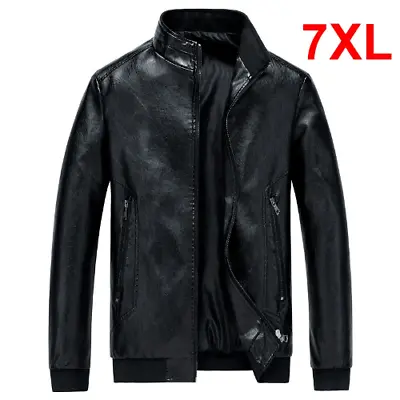 Buy Plus Size Men's Jacket  PU Leather Jacket Coat Big Size Casual Fashion Outerwear • 84.53£