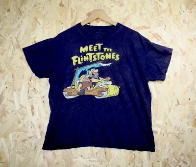 Buy Flintstones T-Shirt Size XL Black Meet Retro Cartoon Tee Hanna Barbera Retro TV • 20£