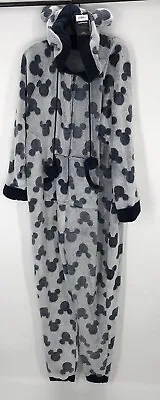 Buy Disney Mickey Mouse One Piece Zip Up Pajamas Fuzzy Sleepwear Adult Size 2XL • 38.61£