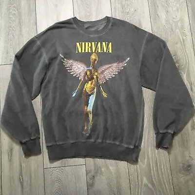 Buy Vintage Nirvana Sweatshirt Medium Mens Grey Pullover In Utero 1993 Rock • 149.95£