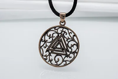 Buy Valknut Symbol Norse Pendant Unique Men Necklace With Ornament Handmade Jewelry • 47.25£