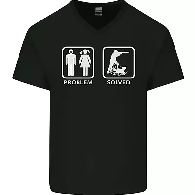 Buy Hunting Problem Solved Funny Hunter Mens V-Neck Cotton T-Shirt • 11.99£