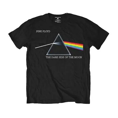 Buy PF Pink Dark Side Of The Moon Logo Black T-Shirt - Iconic Rock Merch • 17.99£