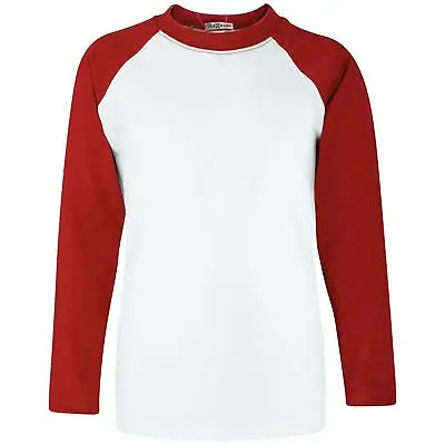 Buy Kids Raglan Style T-Shirt Contrast Colour Long Sleeve Top Girls Boys Age 5-13 • 5.99£
