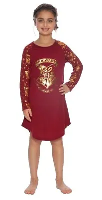 Buy Harry Potter  Hogwarts Golden Crest Girls Long Sleeve Nightgown Kids Size XS 4/5 • 18.30£