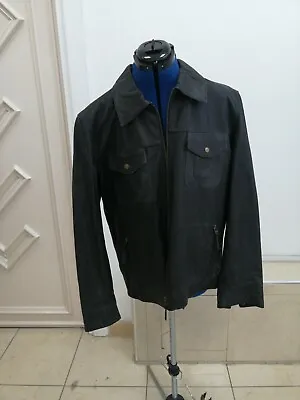 Buy Classic Gents Real Leather Jacket Men Front Patch Pocket Boys Top Size Medium UK • 44.99£