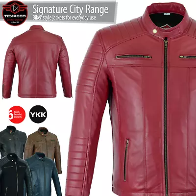 Buy Mens Leather Casual Biker Jacket Coat Soft Motorcycle Genuine Biker Style Fit • 39.99£