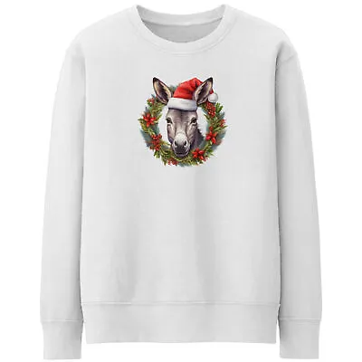 Buy Christmas Donkey Wreath Womens Sweatshirt Wildlife Animal Her Xmas Sweater Me... • 24.99£