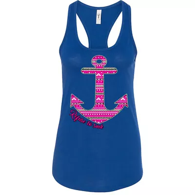 Buy 🔥 Refuse To Sink Pink Anchor Women's Tank Top Nautical Sailor Captain Marine Li • 16.06£