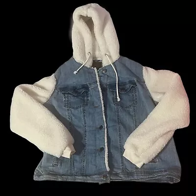 Buy Maurices Women’s Sherpa Denim Jean Jacket Soft Fleece Size 0X • 8.39£
