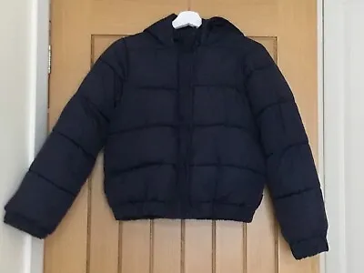 Buy Ladies Navy Blue Hooded Padded Bomber Jacket Miss Guided Size 8 VGC • 5£