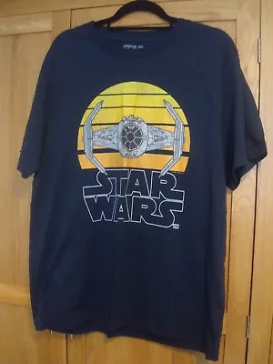 Buy Men's Star Wars: The Force Awakens Sunset Tie Fighter Blue T Shirt Tee XL NEW • 11.95£