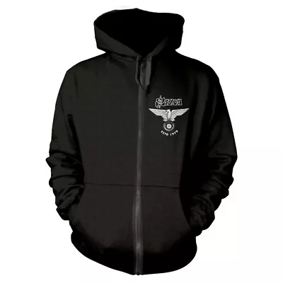 Buy SAXON - ESTD 1979 BLACK Hooded Sweatshirt With Zip Small • 51.74£