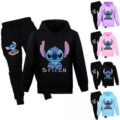 Buy Boys Girls Kids Lilo & Stitch Hoodie Tracksuit 2pcs/Set Sweatshirts Tops Pants • 14.69£