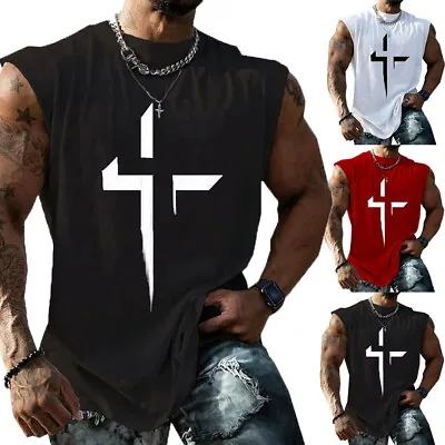 Buy Mens Gym Sport Tank Vest Tops Sleeveless Bodybuilding Fitness Muscle Tee T-shirt • 13.04£
