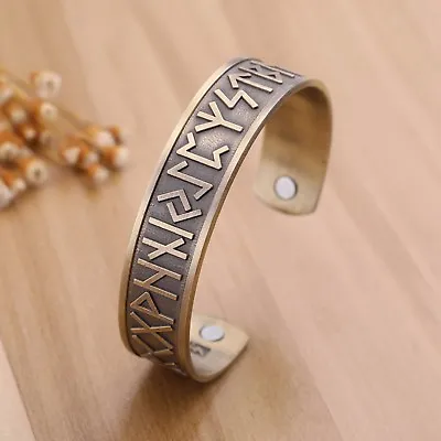 Buy Ancient Amulet Norse Viking Runes Healthcare Magnetic Cuff Bracelet Gift Jewelry • 11.99£