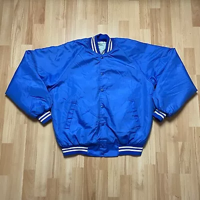 Buy Vintage Hartwell Blue Nylon Bomber Varsity Jacket 80s USA • 19.99£