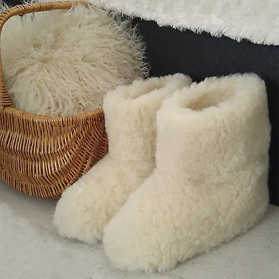 Buy Merino's Pure Sheep Wool Boots Cozy Foot Slippers Sheepskin Womens Ladies Cream1 • 19.99£