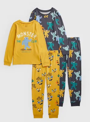 Buy TU 2 Pairs Snuggle Fit Monster Print Pyjamas 4-5 Years New • 10£