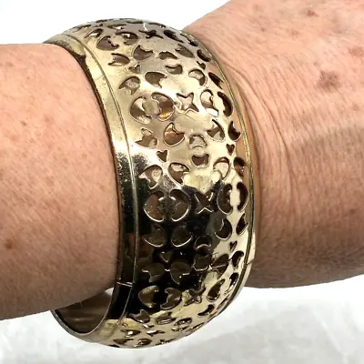 Buy Chunky Indian Bollywood Bangle Gold Tone Metal Bracelet Costume Jewellery • 0.99£