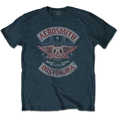 Buy Aerosmith T-Shirt Boston Pride Band New Blue Official • 14.95£