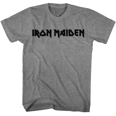Buy Iron Maiden Black Name Outline Logo Men's T Shirt Rock Band Merch • 42.28£